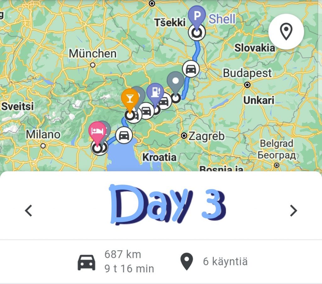 Road trip Italia - Itävalta - Tsekki, Day 3 kartta