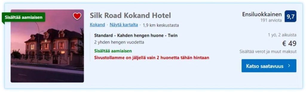 Silk Road Kokand hotelliarvostelu - booking arviointi