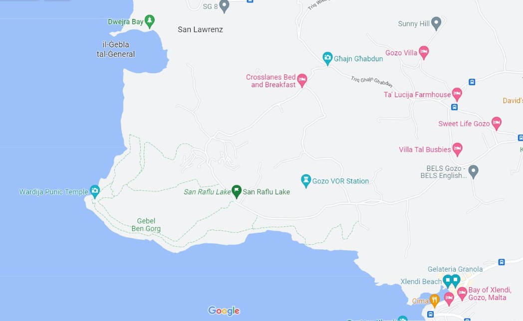 Gozon pisin patikointireitti: Wied Il-Mielaħ - Kerċem
kartta