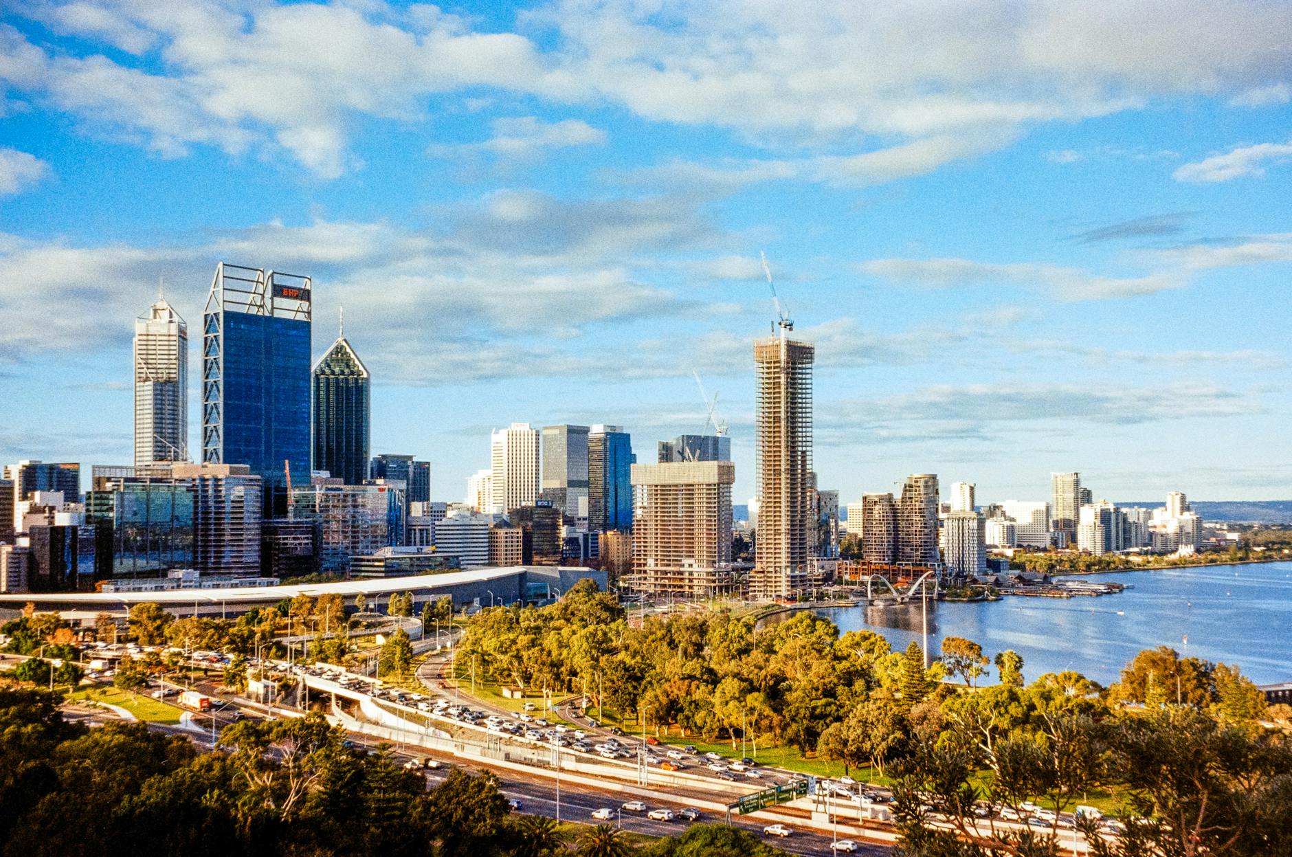 highway leading to downtown of perth western australia