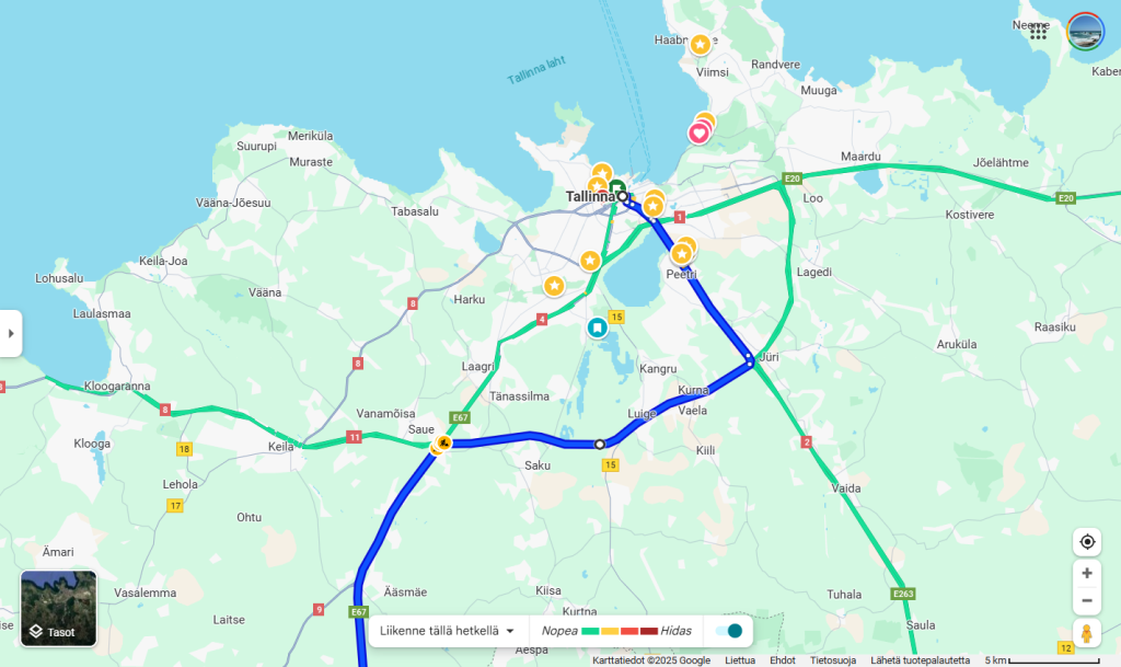 Autolla Euroopassa - Via Baltica - Tallinnan reitti
