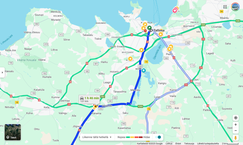 Autolla Euroopassa - Via Baltica - Tallinnan reitti