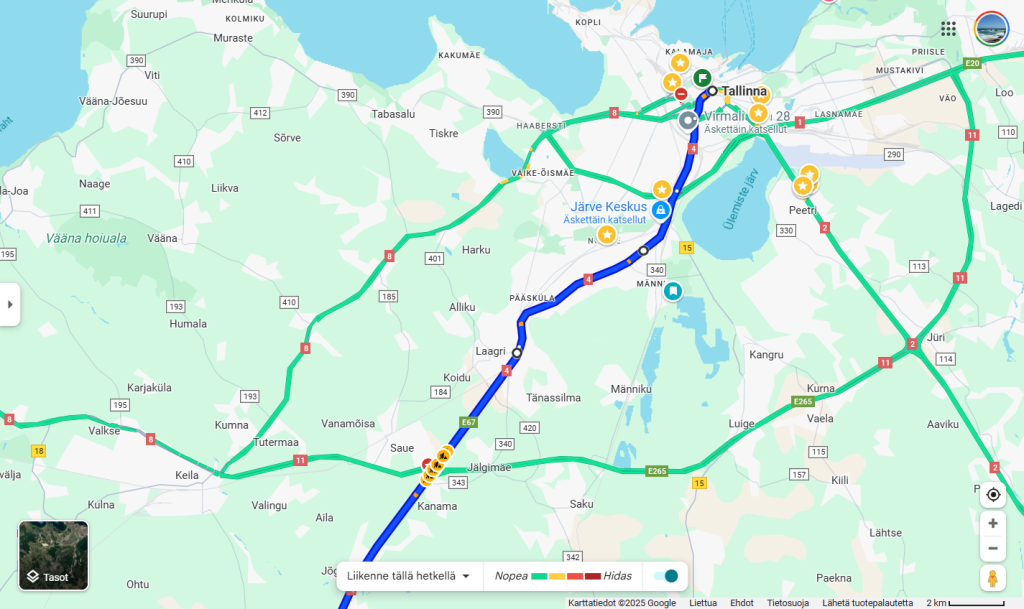 Autolla Euroopassa - Via Baltica - Tallinnan reitti